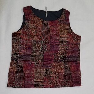 Sleeveless Textured Patchwork Tank Top in Burgundy and Black